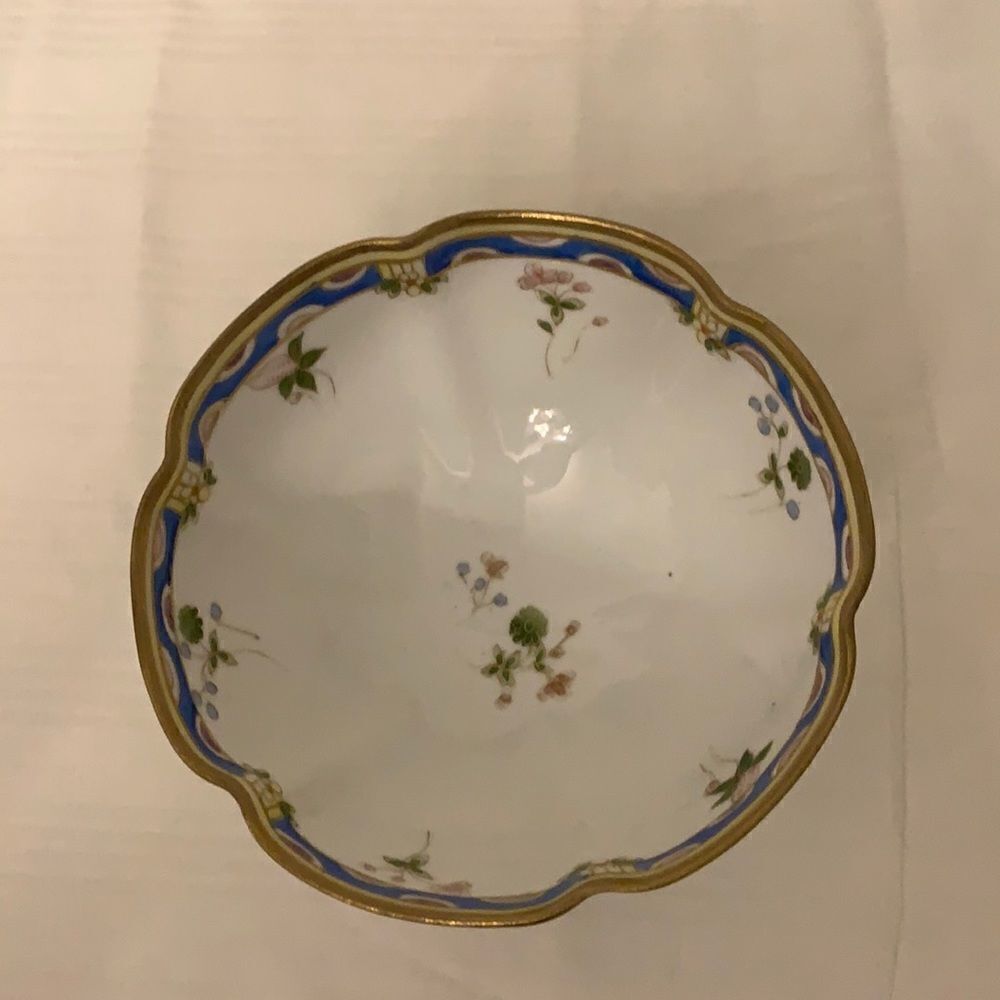 Nippon hand painted porcelain decorative bowl with gold trim 6” x 3”.